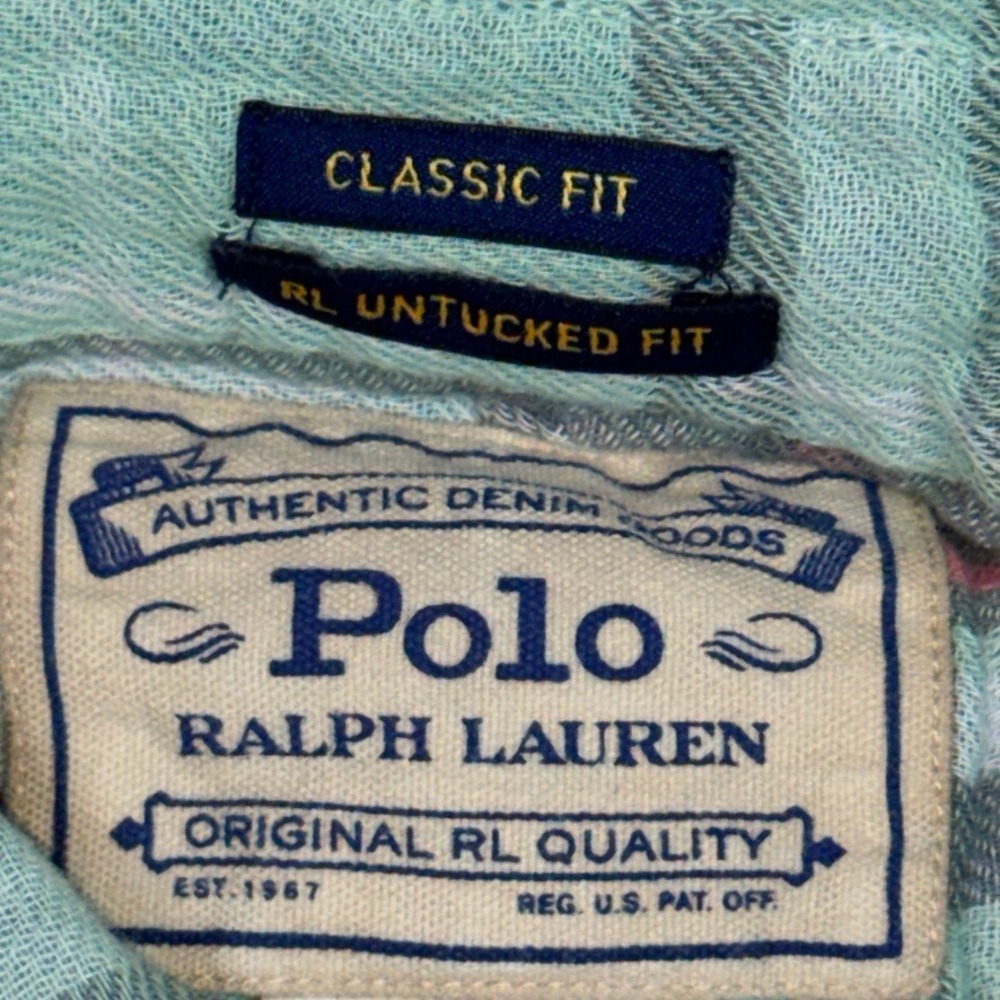 Polo Ralph Lauren Authentic Denim Goods Mens Shirt Classic Fit Plaid Shirt - Picture 5 of 10